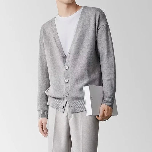 Men's Casual V-Neck Solid Colour Sweater Cardigan