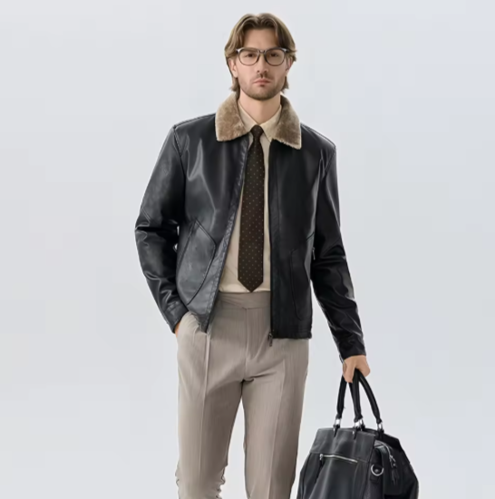 Men’s Winter Windproof Warm Leather Jacket – Stylish & Durable