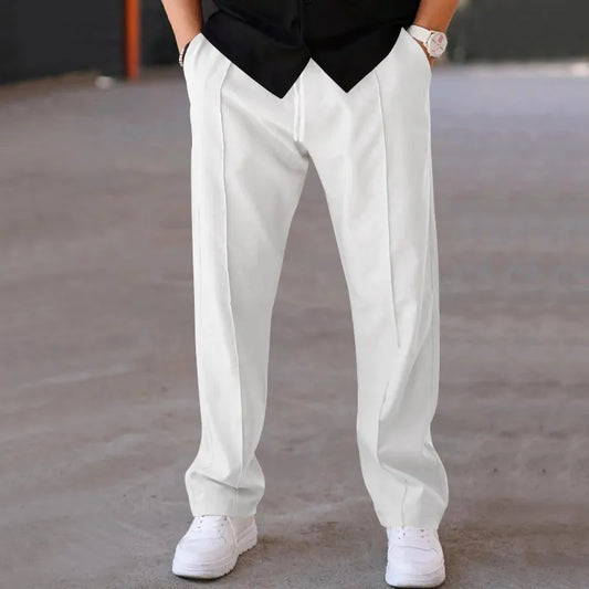 Men's Casual Loose Straight Pants with Drawstring Design