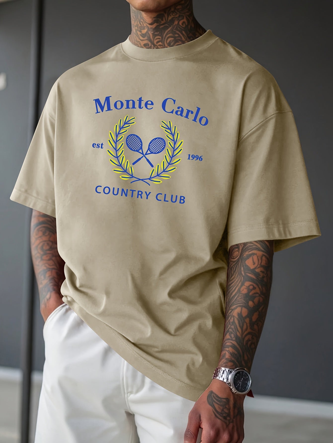 "Monte Carlo Country Club Tennis" Casual Men's T-Shirt