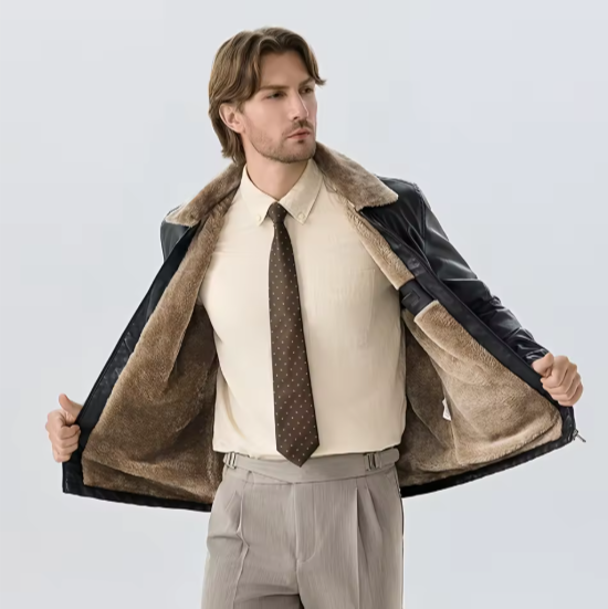 Men’s Winter Windproof Warm Leather Jacket – Stylish & Durable