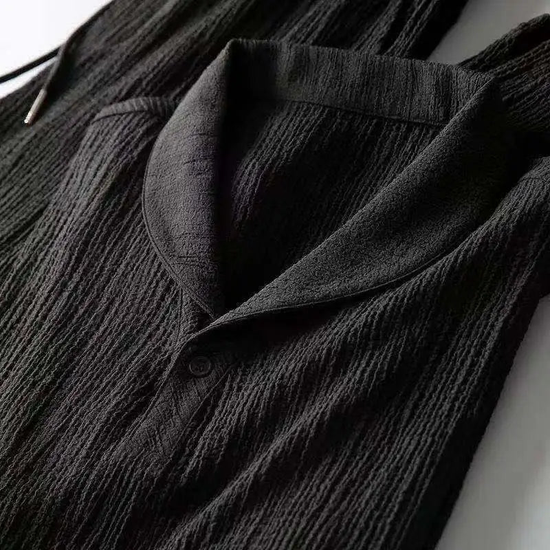Men's Summer Leisure Suit – Short Sleeve Top & Drawstring Trousers