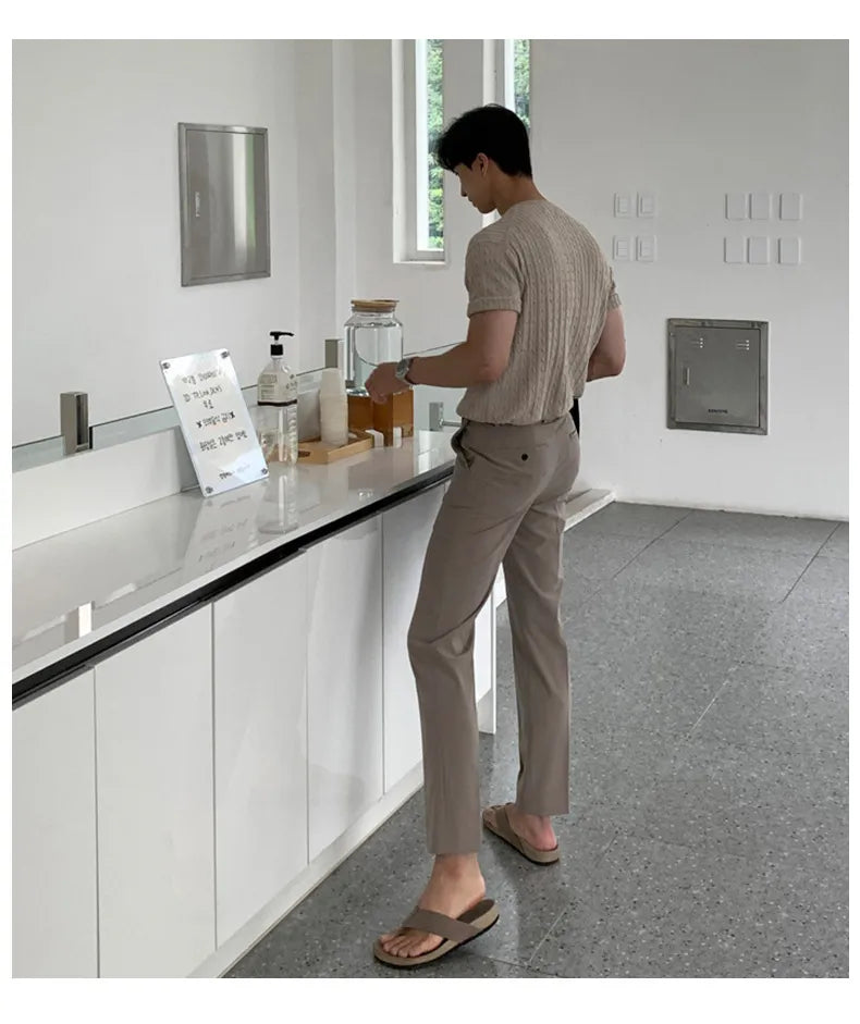Urban Knit Tee for Men – Solid Color, Relaxed Summer Fit