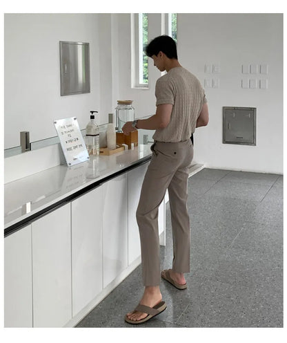 Urban Knit Tee for Men – Solid Color, Relaxed Summer Fit