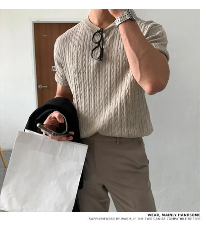 Urban Knit Tee for Men – Solid Color, Relaxed Summer Fit