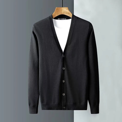Men's Casual V-Neck Solid Colour Sweater Cardigan