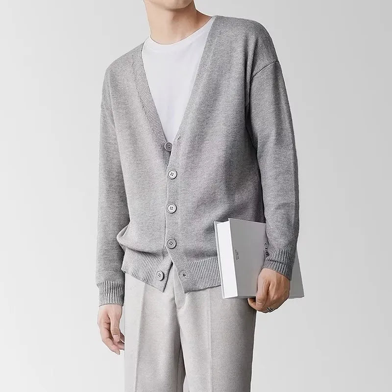 Men's Casual V-Neck Solid Colour Sweater Cardigan