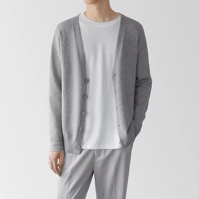 Men's Casual V-Neck Solid Colour Sweater Cardigan