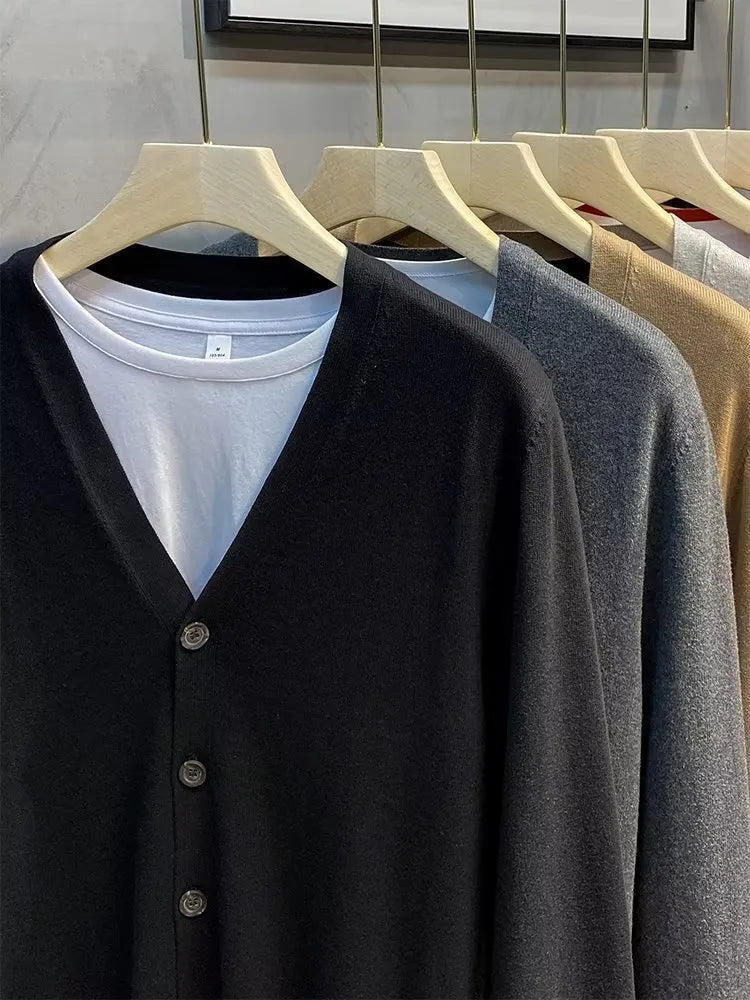 Men's Casual V-Neck Solid Colour Sweater Cardigan