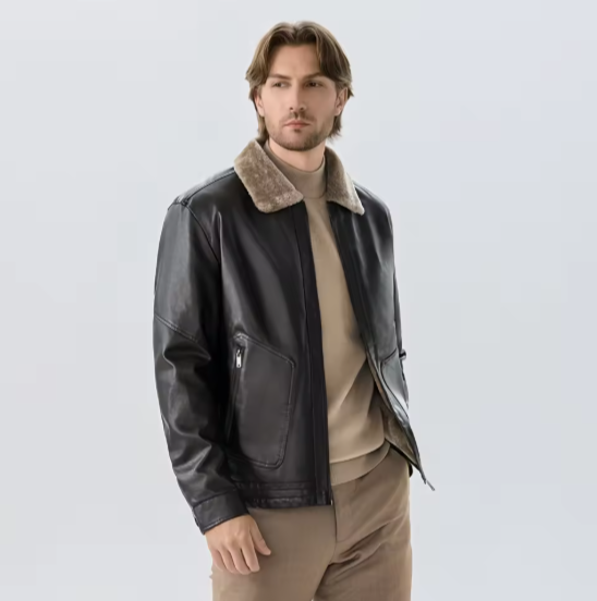 Men’s Winter Windproof Warm Leather Jacket – Stylish & Durable