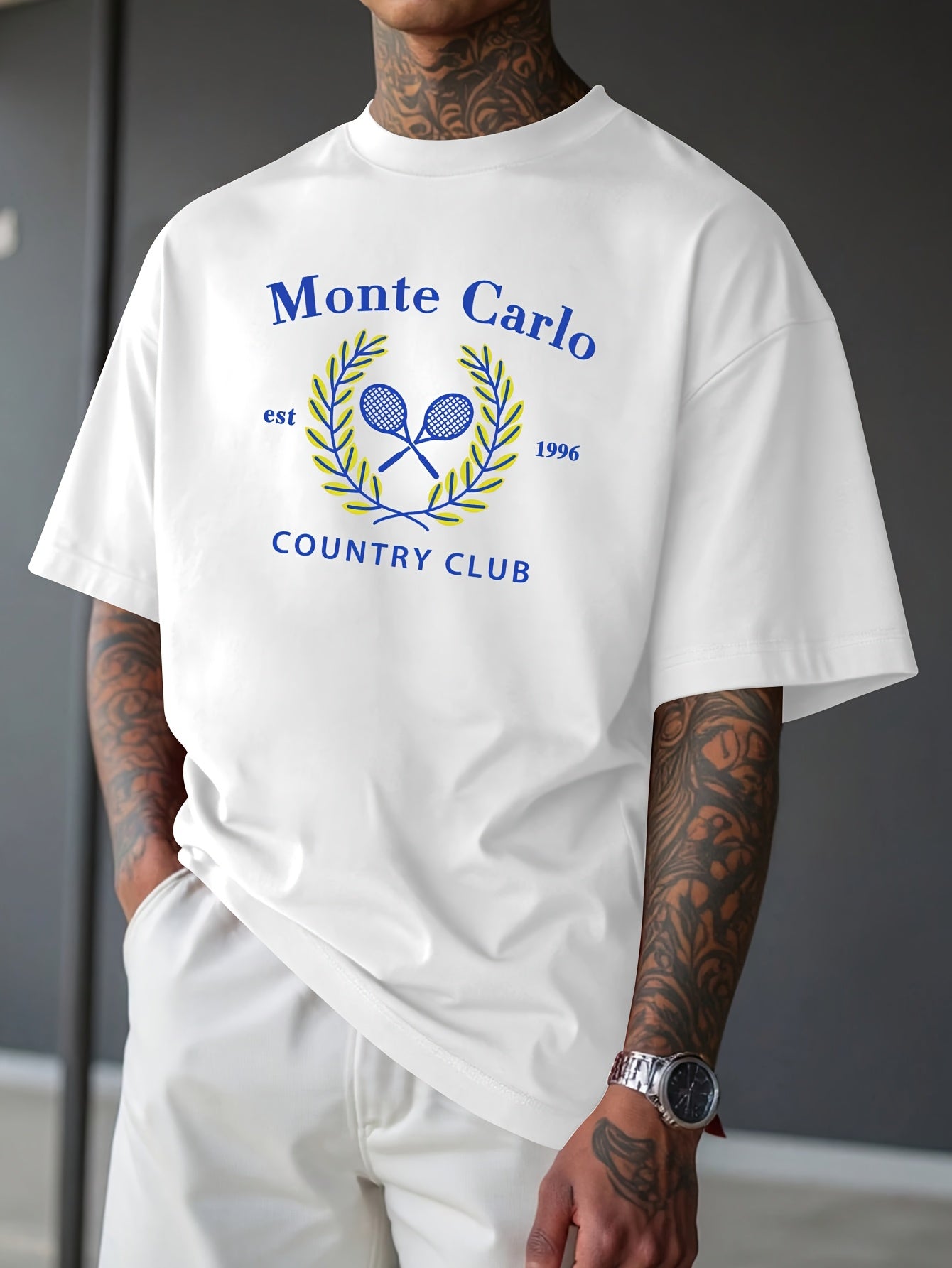 "Monte Carlo Country Club Tennis" Casual Men's T-Shirt