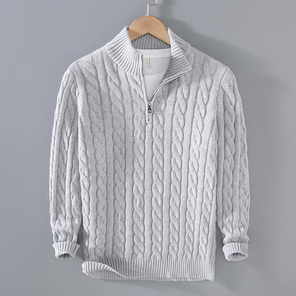 Relaxed Zip-Pullover Knit Sweater — Casual Elegance with Versatile Utility