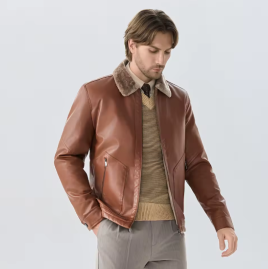 Men’s Winter Windproof Warm Leather Jacket – Stylish & Durable