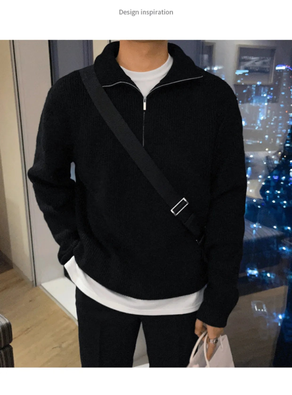 Men's American Style Half-Zipper High-Necked Knitwear