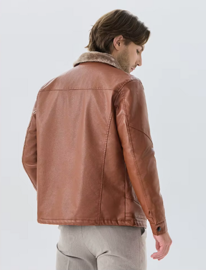 Men’s Winter Windproof Warm Leather Jacket – Stylish & Durable