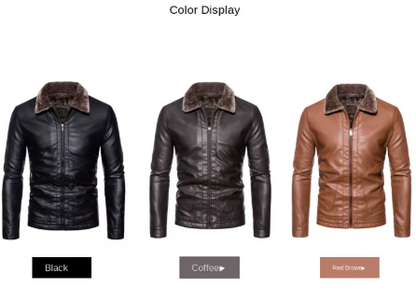Men’s Winter Windproof Warm Leather Jacket – Stylish & Durable