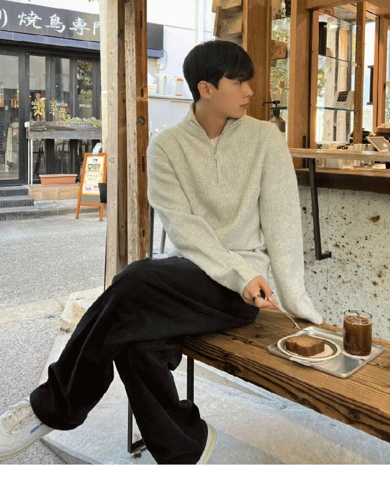 Men's American Style Half-Zipper High-Necked Knitwear