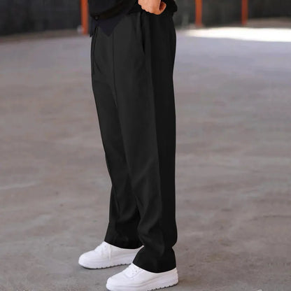Men's Casual Loose Straight Pants with Drawstring Design