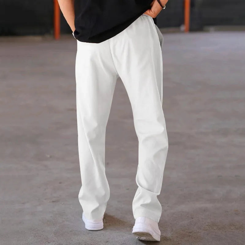Men's Casual Loose Straight Pants with Drawstring Design