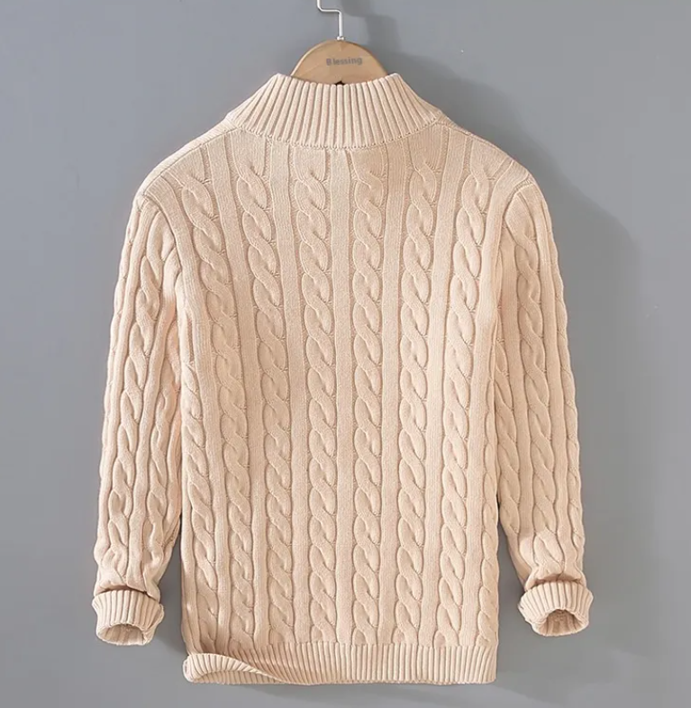 Relaxed Zip-Pullover Knit Sweater — Casual Elegance with Versatile Utility