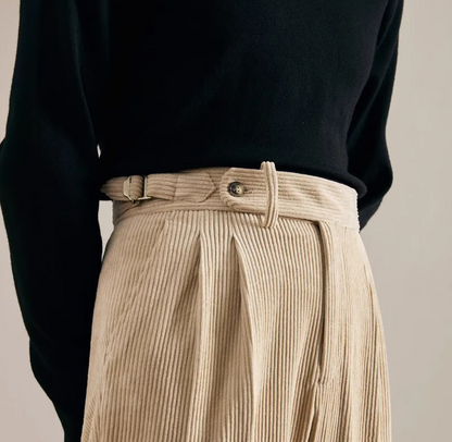 Velvet Pleated Suit Pants — Classic Luxury & Effortless Refinement