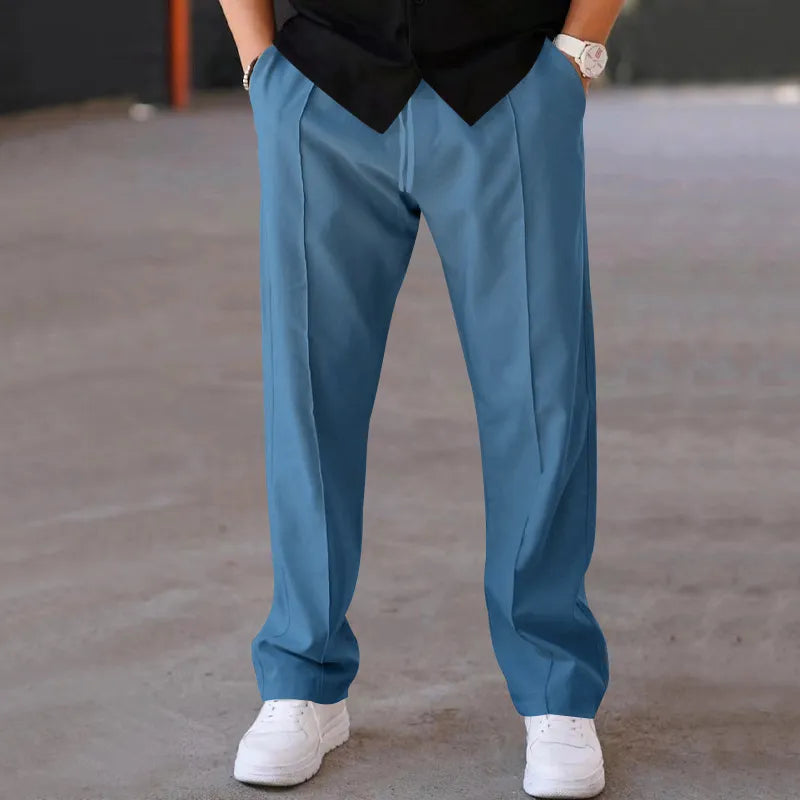 Men's Casual Loose Straight Pants with Drawstring Design