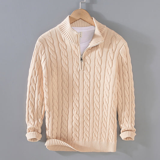 Relaxed Zip-Pullover Knit Sweater — Casual Elegance with Versatile Utility