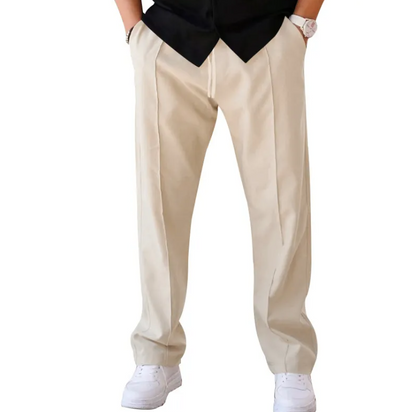 Men's Casual Loose Straight Pants with Drawstring Design