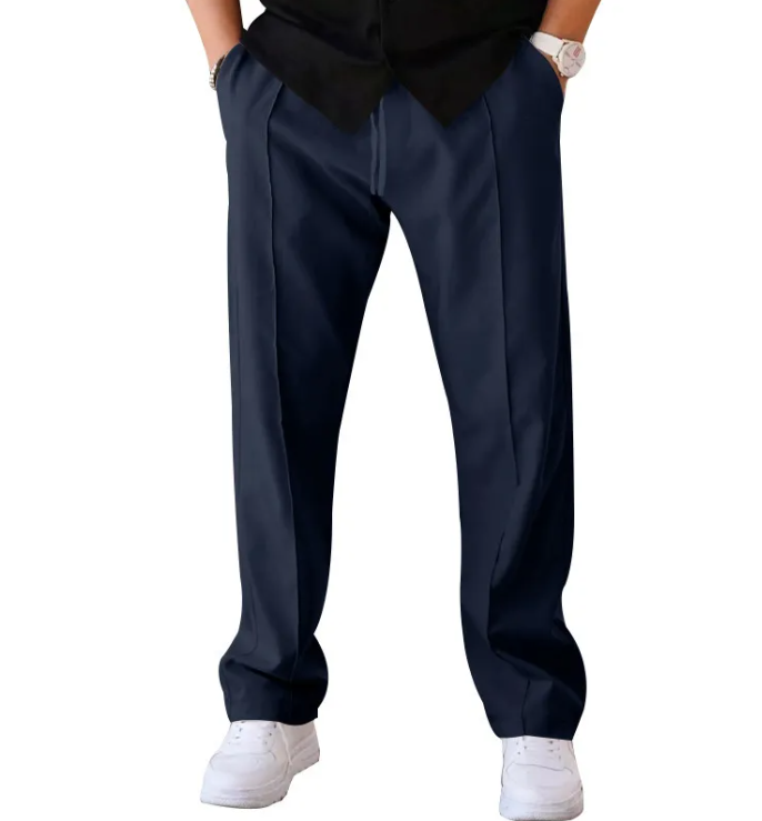 Men's Casual Loose Straight Pants with Drawstring Design