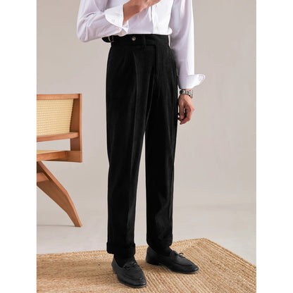 Velvet Pleated Suit Pants — Classic Luxury & Effortless Refinement