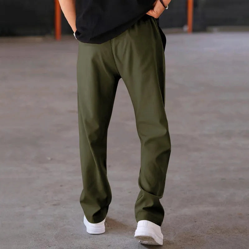 Men's Casual Loose Straight Pants with Drawstring Design