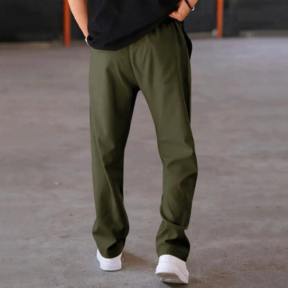 Men's Casual Loose Straight Pants with Drawstring Design
