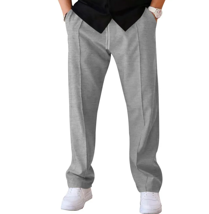Men's Casual Loose Straight Pants with Drawstring Design