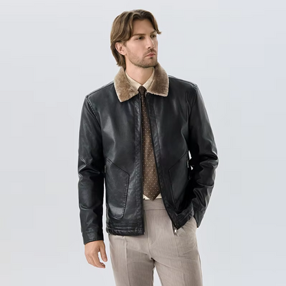 Men’s Winter Windproof Warm Leather Jacket – Stylish & Durable